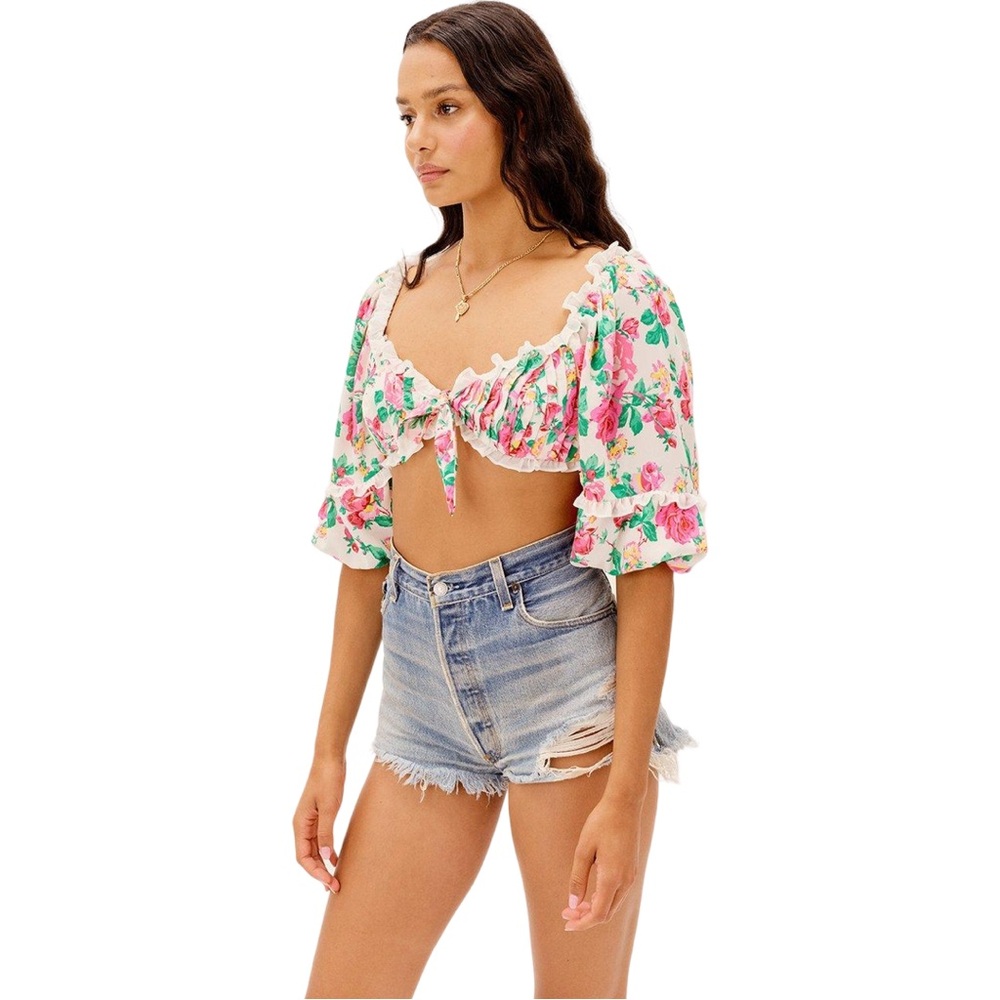 For Love And Lemons Imogen Crop Top in Ivory - NWOT